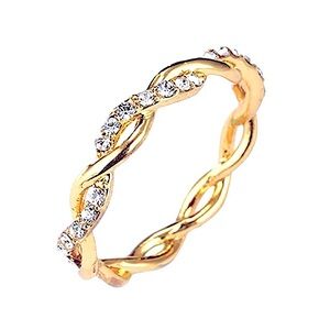 *NEW 14k Gold Plated Sterling Simulated Diamond Eternity Band‎ Ring, Size 7.5